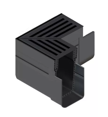 ACO Slimline Hoekstuk incl. zwart alu rooster