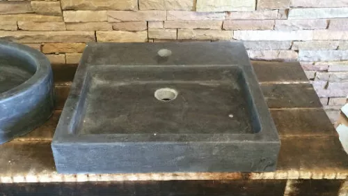 Stones4u Hardsteen wasbak vierkant met kraangat (759102)