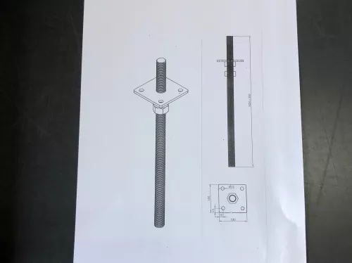 Bevestigingsset poeren M24, lang 500 mm