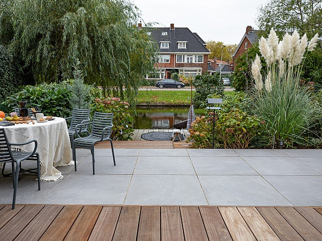 mbi geoceramica norwegian stone grey tuin aan het water