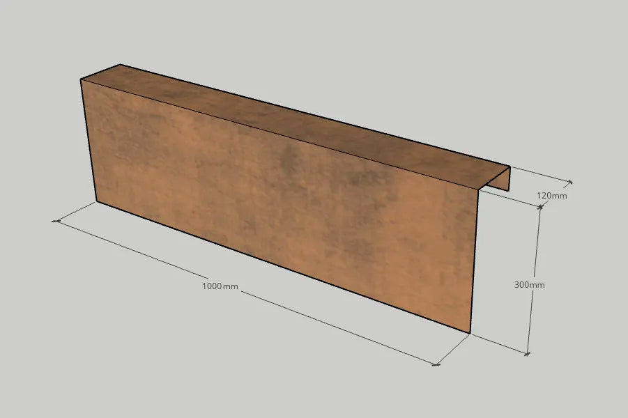 Corten Overzetstuk 1000x300x120mm