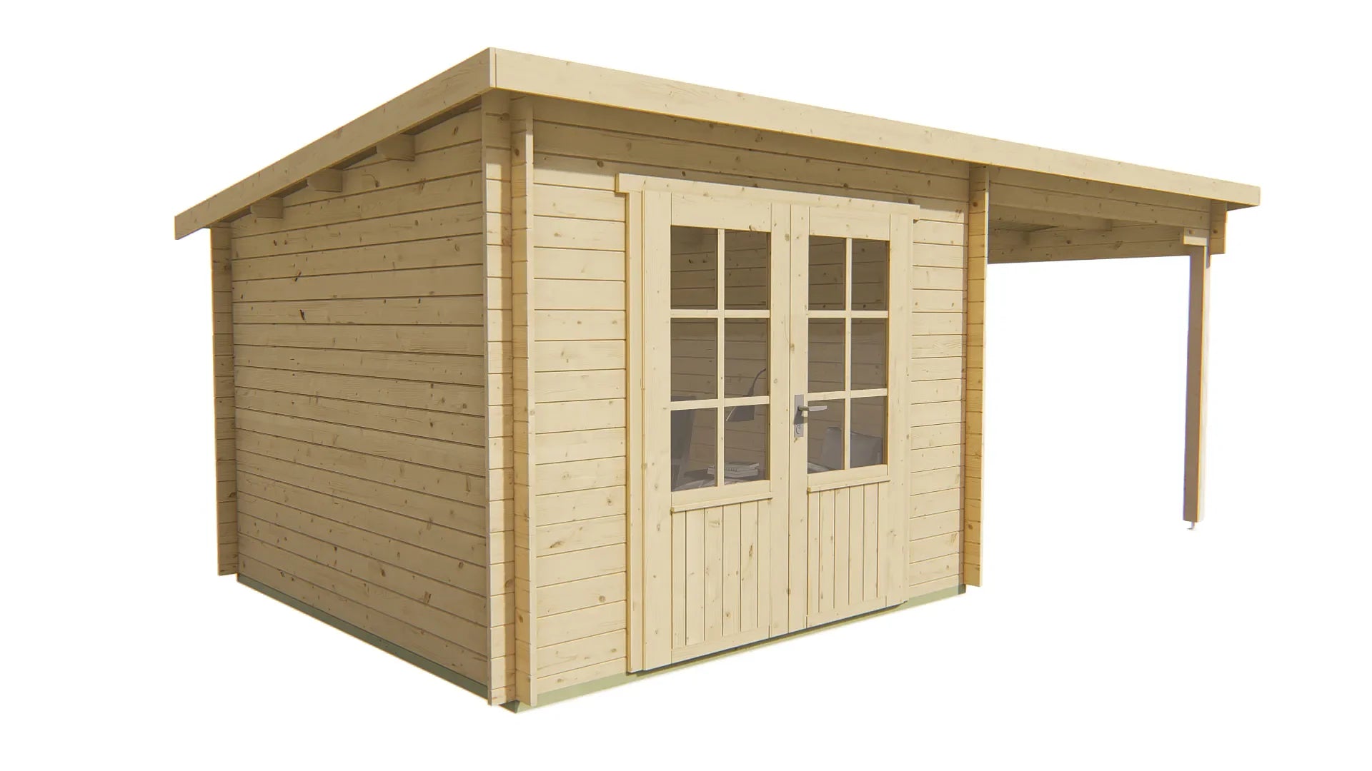 Blokhut - Tuinhuis 28mm Chappo met overkapping