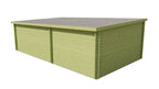 Blokhut - Tuinhuis 40mm groen geïmp. Anton met overkapping