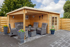 Blokhut - Tuinhuis 28mm Chappo met overkapping