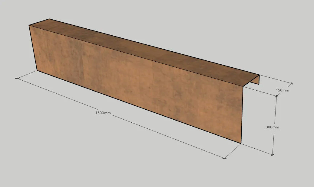 Overzetprofiel Muurblok Recht 150x30x15,8cm Corten
