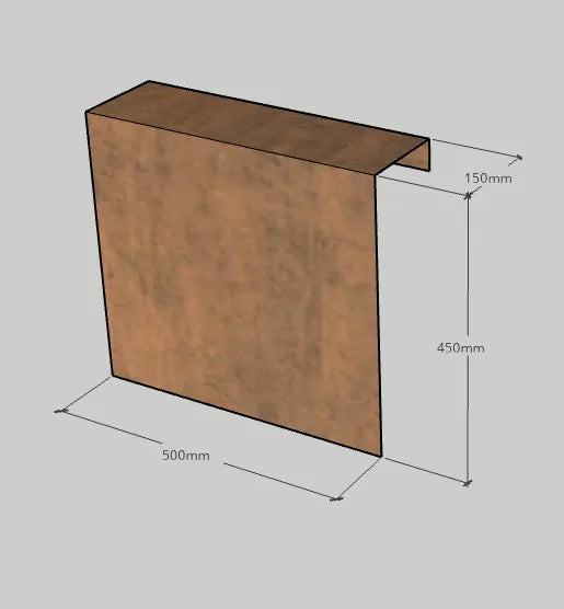 Corten Overzetstuk 500x450x150mm