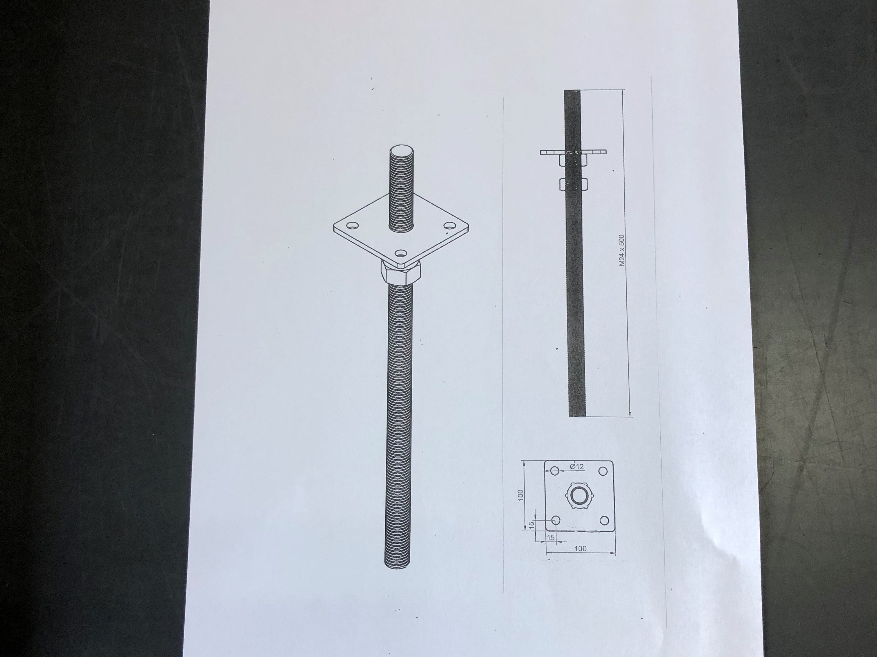 Bevestigingsset poeren M24 500 mm
