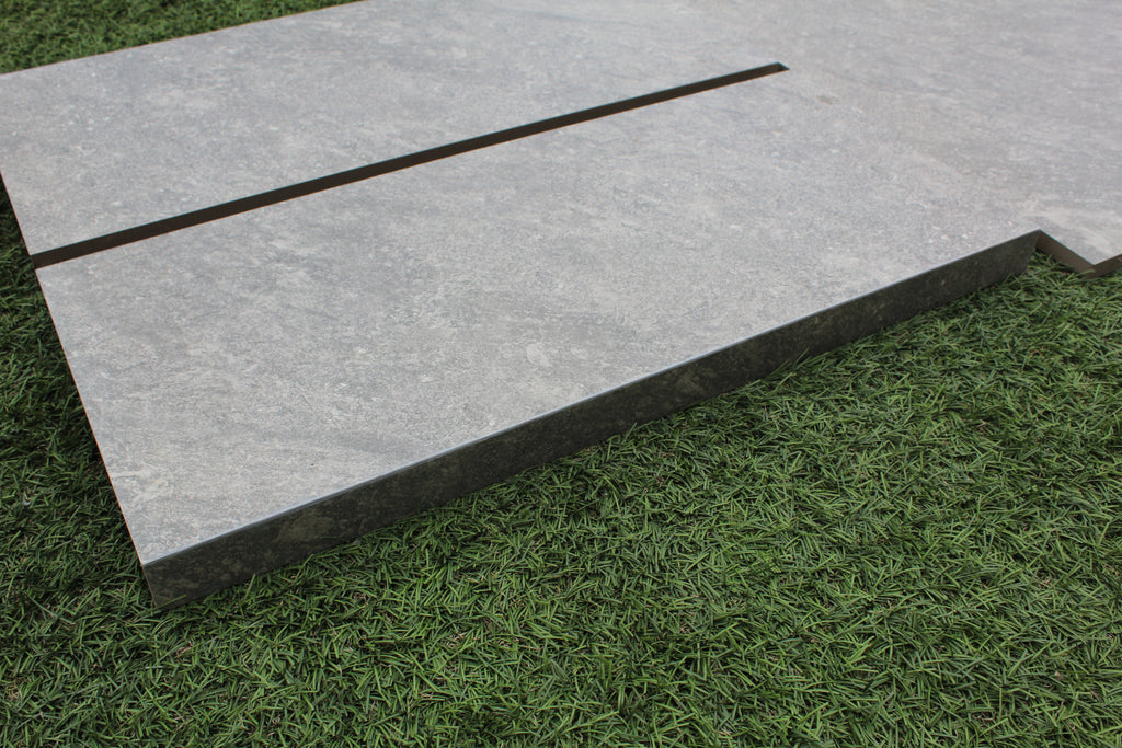 Zwembadrand Quartz Dark Grey rechte neus