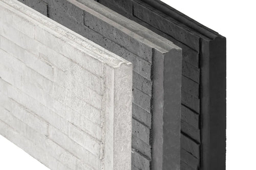 Beton-motiefplaat Schie antraciet H36xD4,8xL184cm leisteen