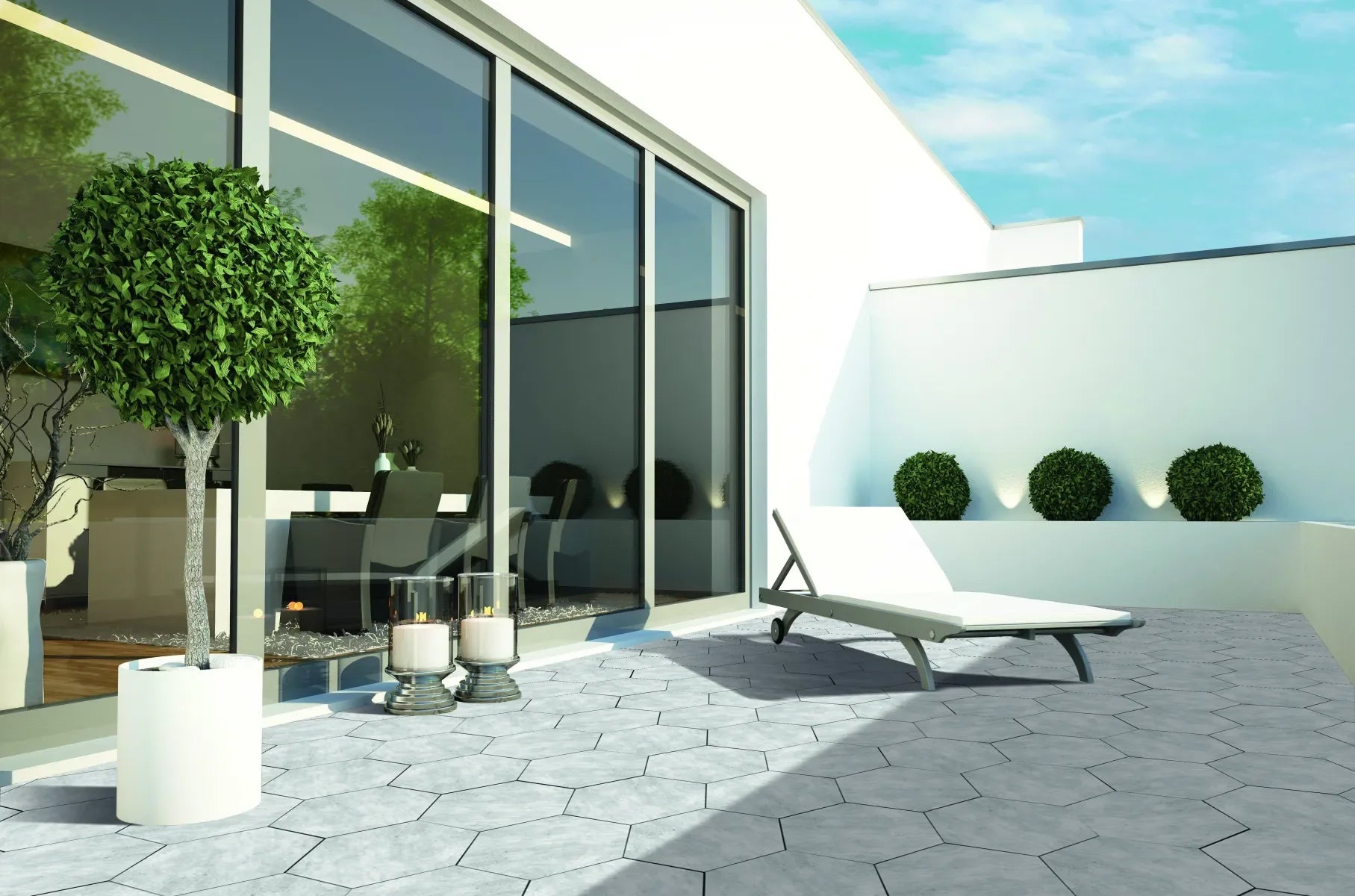 Staptegel Hexagon Quarzite Bianca o60x52x2cm