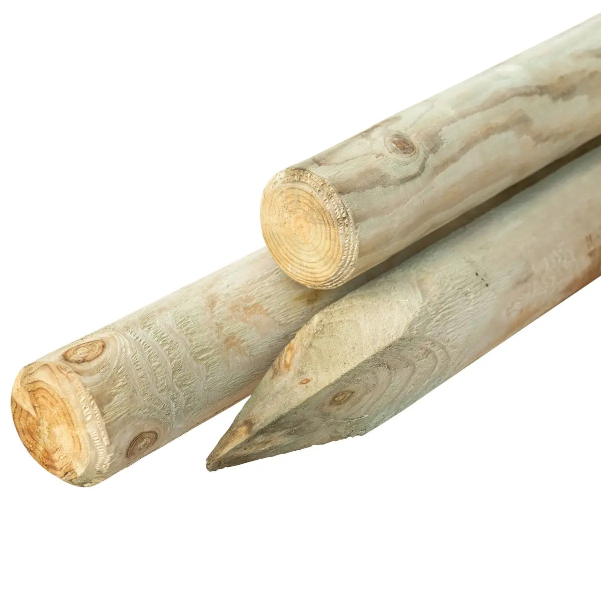 Ronde paal Grenen groen geïmpregn. Ø8x250cm gepunt gekruind