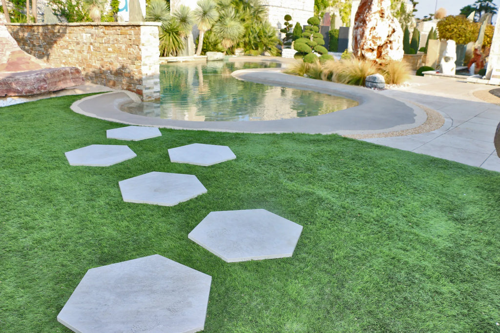 Staptegel Hexagon Quarzite Bianca o60x52x2cm