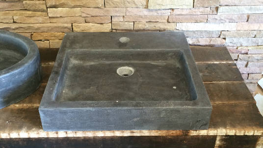 hardsteen wasbak vierkant met kraangat 450x450x110 mm