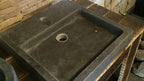 hardsteen wasbak vierkant met kraangat 450x450x110 mm